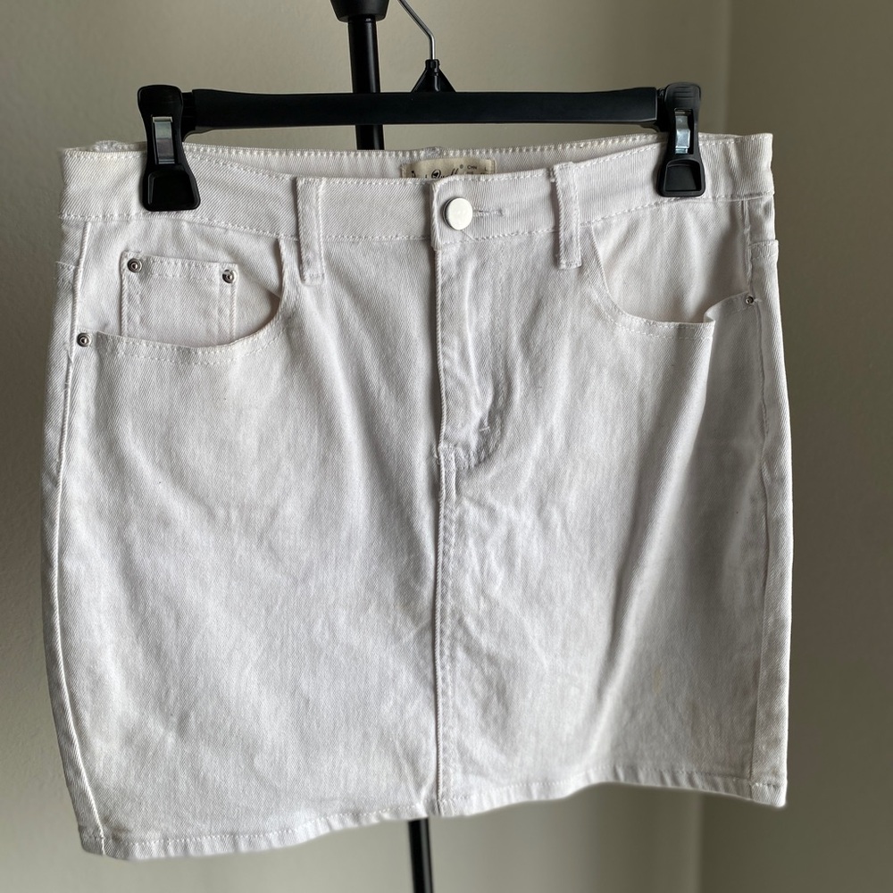 White Denim Mini Skirt